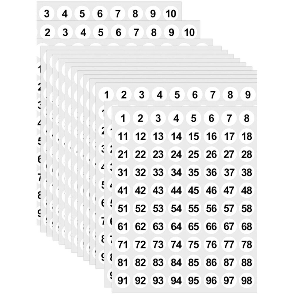Small Number Stickers 5000 Pcs 0.4 Inch Labels 1-100